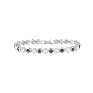 1990s Vintage Clear & Sapphire Swarovski Crystal Tennis Bracelet