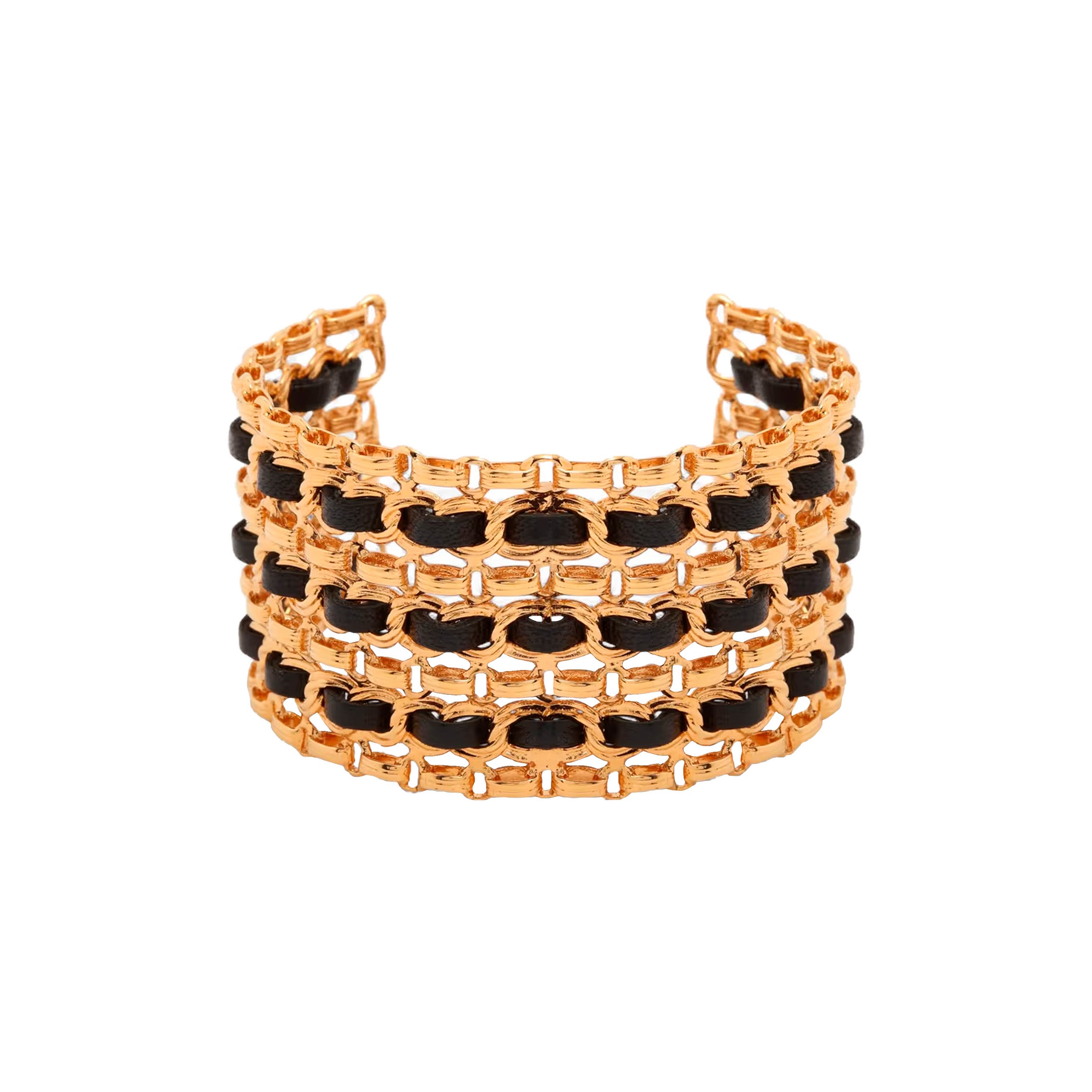 1980s Vintage Chanel Iconic Leather Cuff