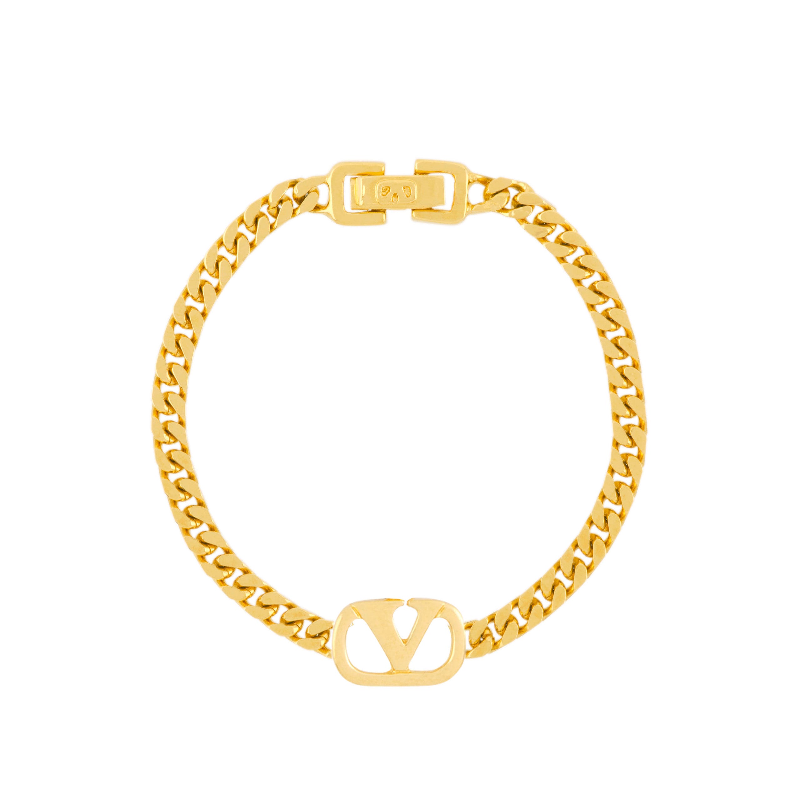 1990s Valentino V Flat Curb Bracelet