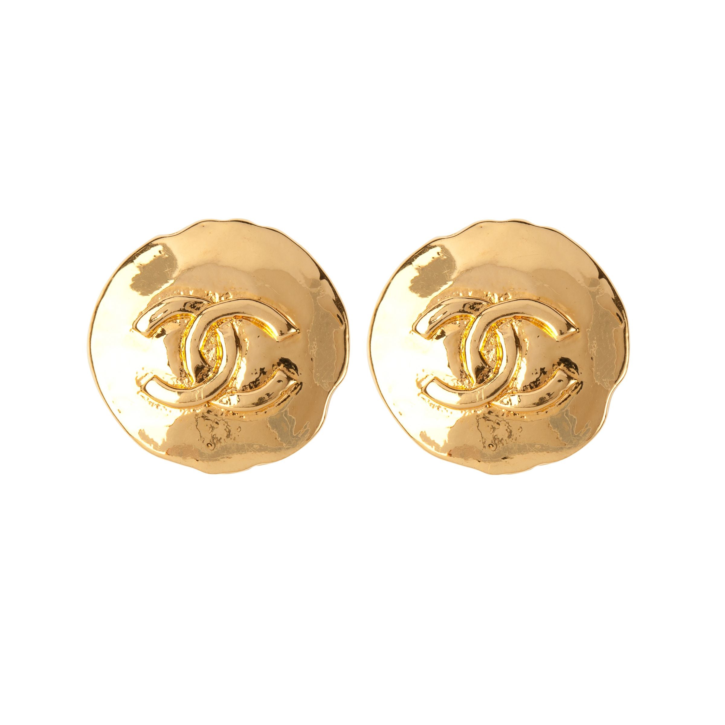 1990s Vintage Chanel Artisan Round Earrings
