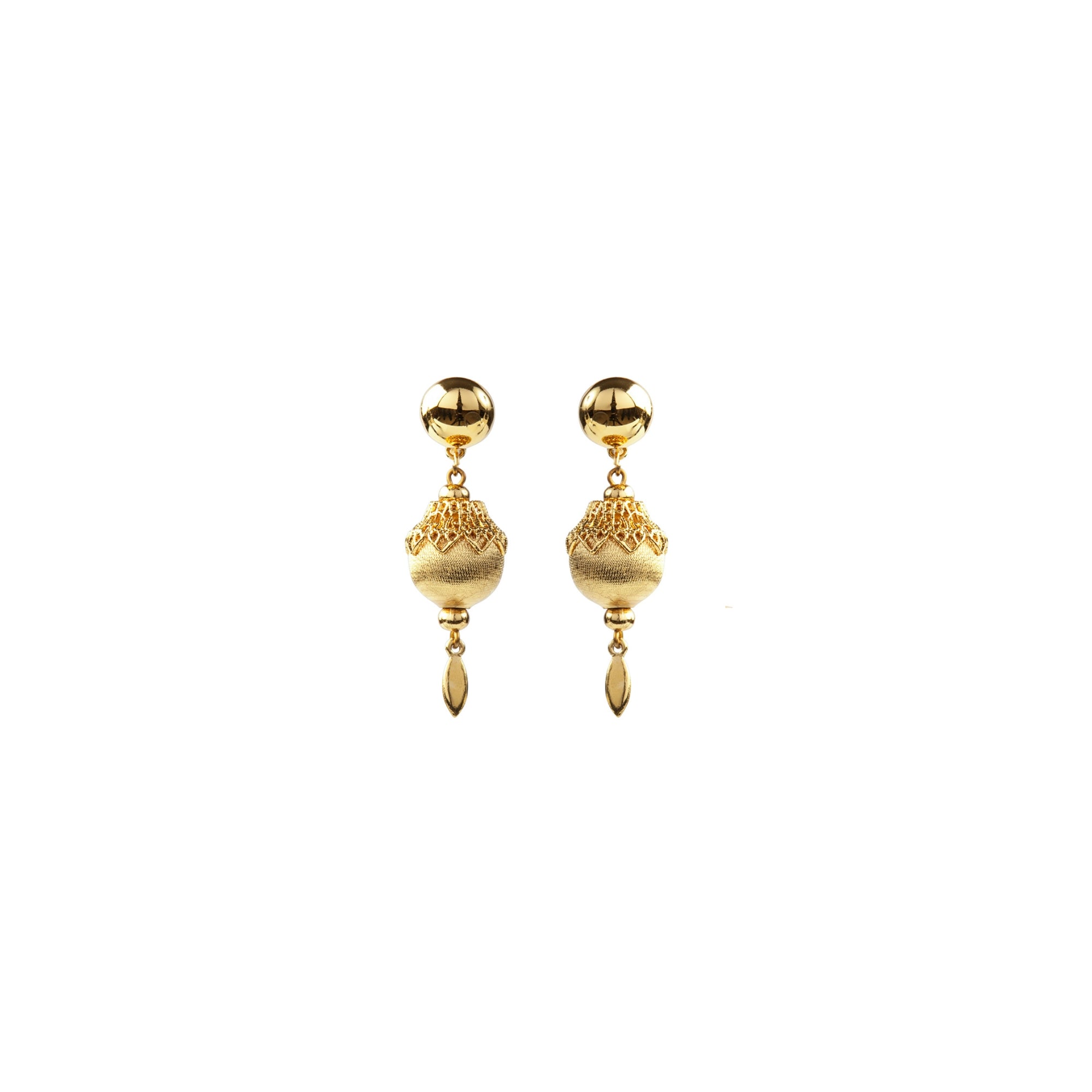 1970s Vintage Monet Filigree Ball Clip-On Earrings