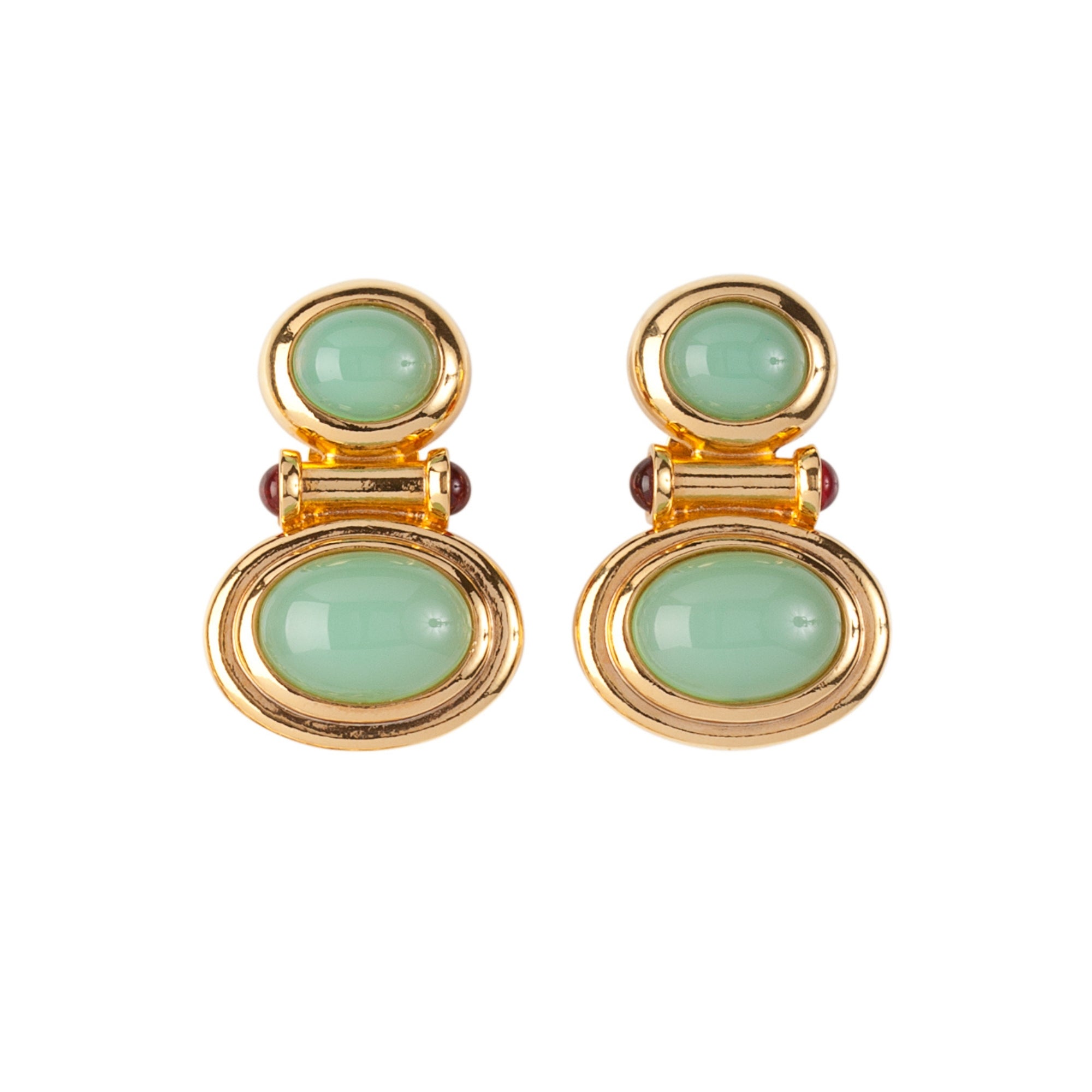 1990s Vintage Elizabeth Taylor Cabochon Clip-On Earrings