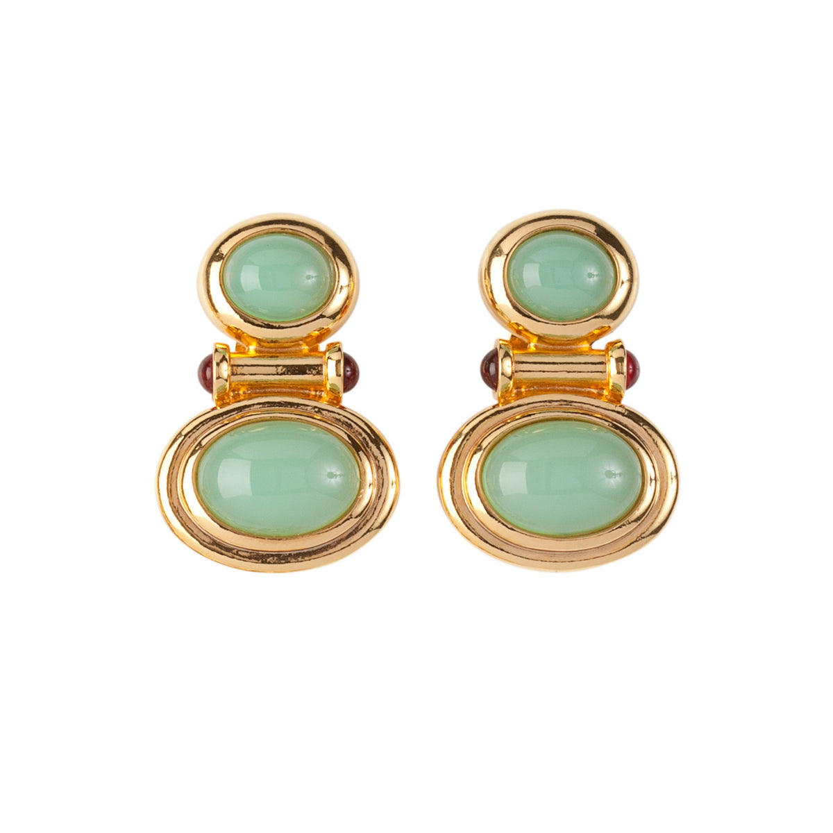 1990s Vintage Cabochon Clip On Earrings