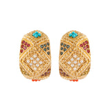 1980s Vintage D'Orlan Swarovski Crystal Hoop Clip-On Earrings