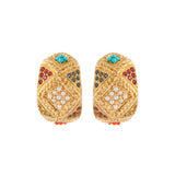 1980s Vintage D'Orlan Swarovski Crystal Hoop Clip-On Earrings