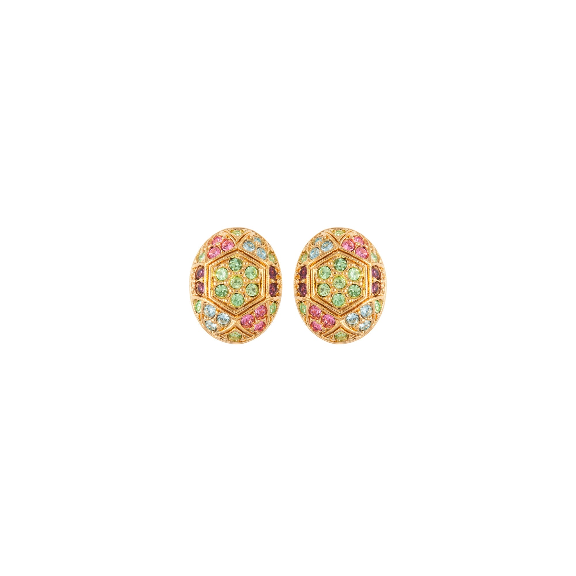 1980s Vintage D'Orlan Swarovski Crystal Oval Clip-On Earrings