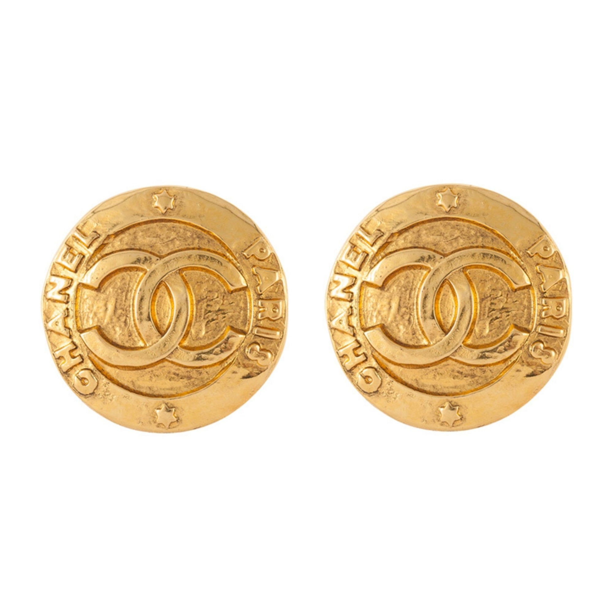 1980s Vintage Chanel Logo Clip-On Earrings