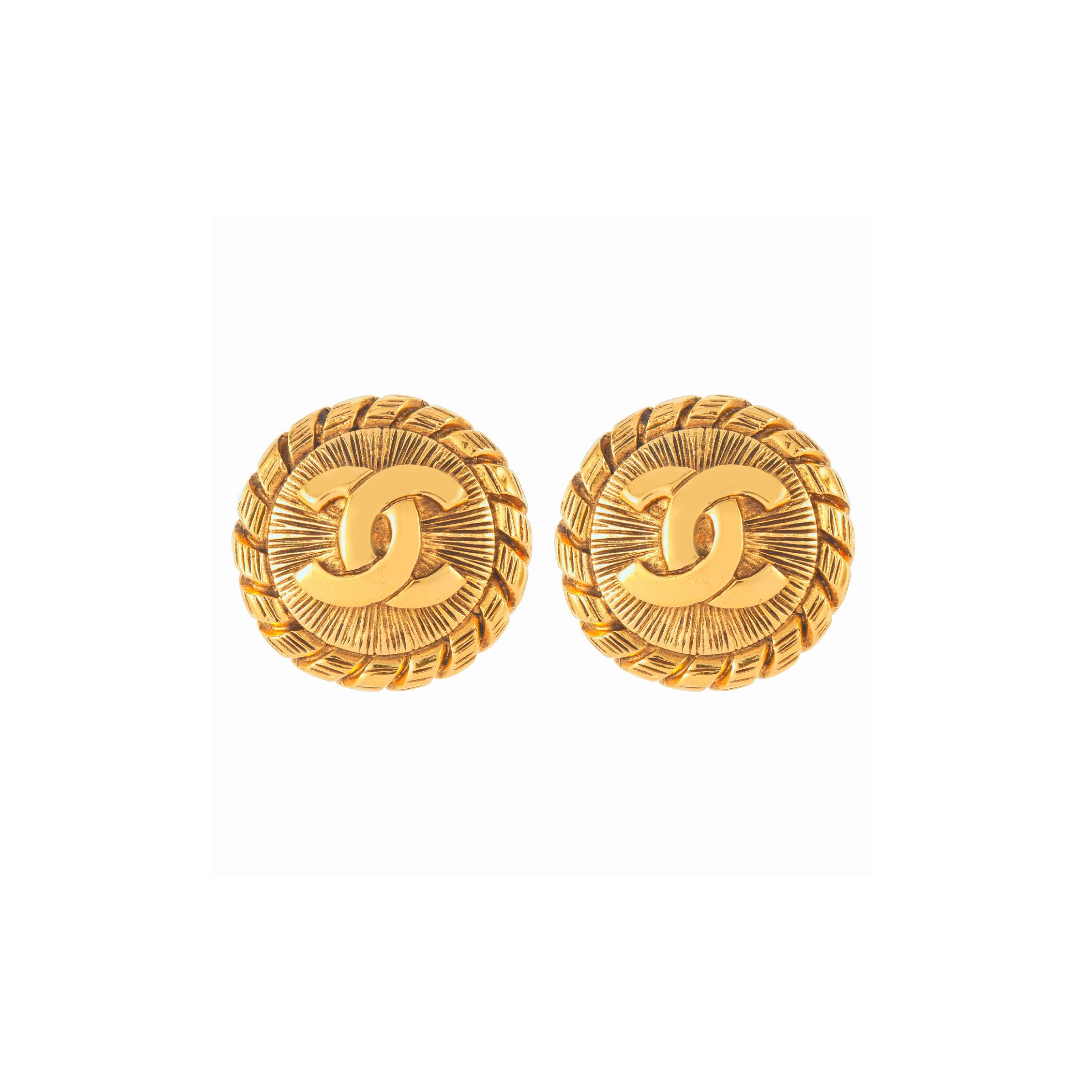 1980s Vintage Chanel Logo Clip-On Earrings