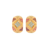 1980s Vintage D'Orlan Pastel Swarovski Crystal Hoop Earrings