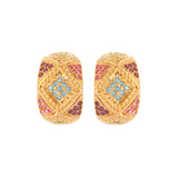 1980s Vintage D'Orlan Pastel Swarovski Crystal Hoop Earrings