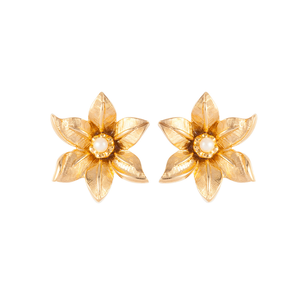 1980s Vintage Nina Ricci Flower Clip-On Earrings