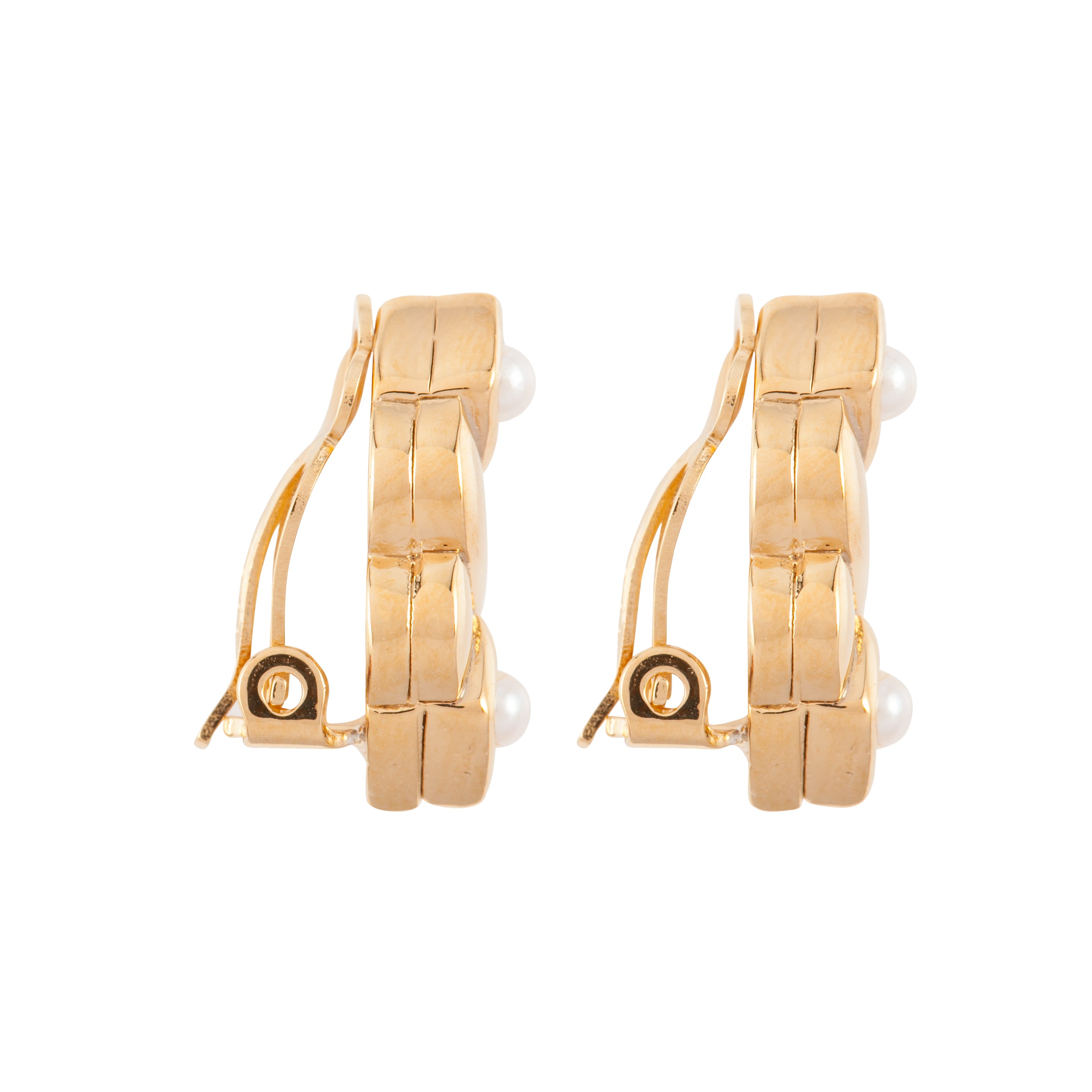 1980s Vintage Nina Ricci Faux Pearl Twist Clip-On Earrings