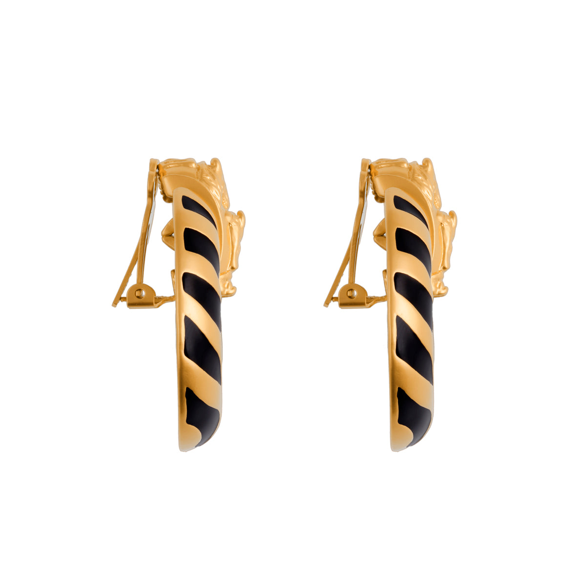1990s Vintage Elizabeth Taylor Door-Knocker Clip-On Tiger Earrings