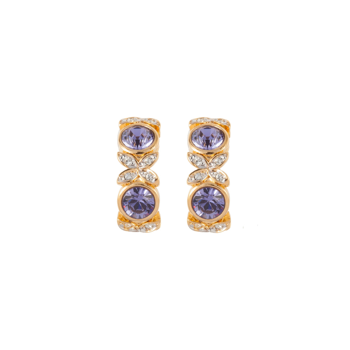 1980s Vintage Amethyst Clip On Earrings