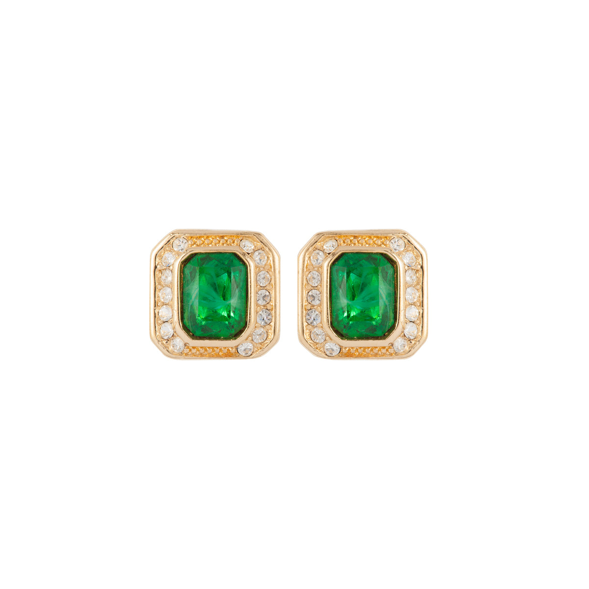 1970s Vintage Christian Dior Faux Emerald Clip-On Earrings