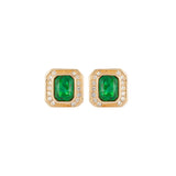 1970s Vintage Christian Dior Faux Emerald Clip-On Earrings