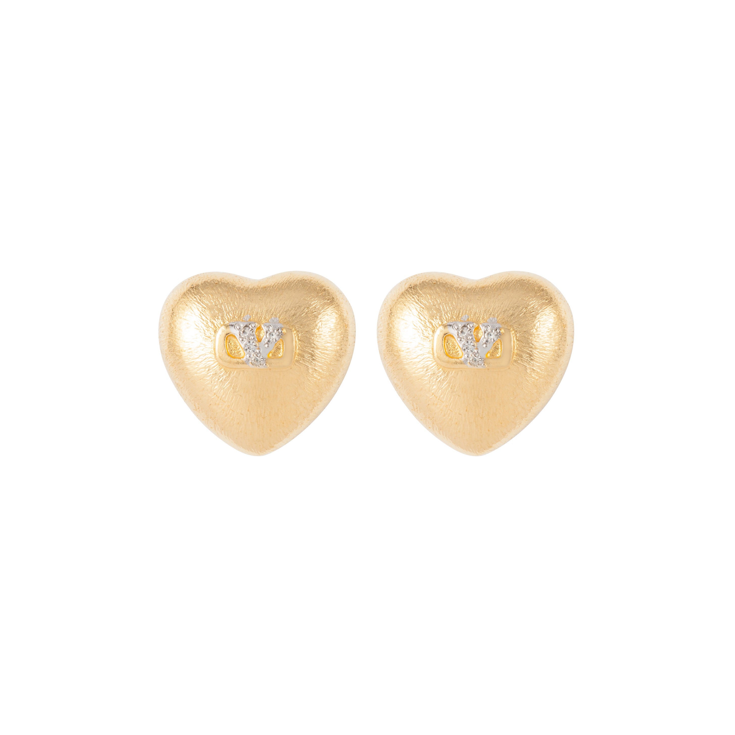 1990s Vintage Valentino Sculpted Heart Clip-On Earrings