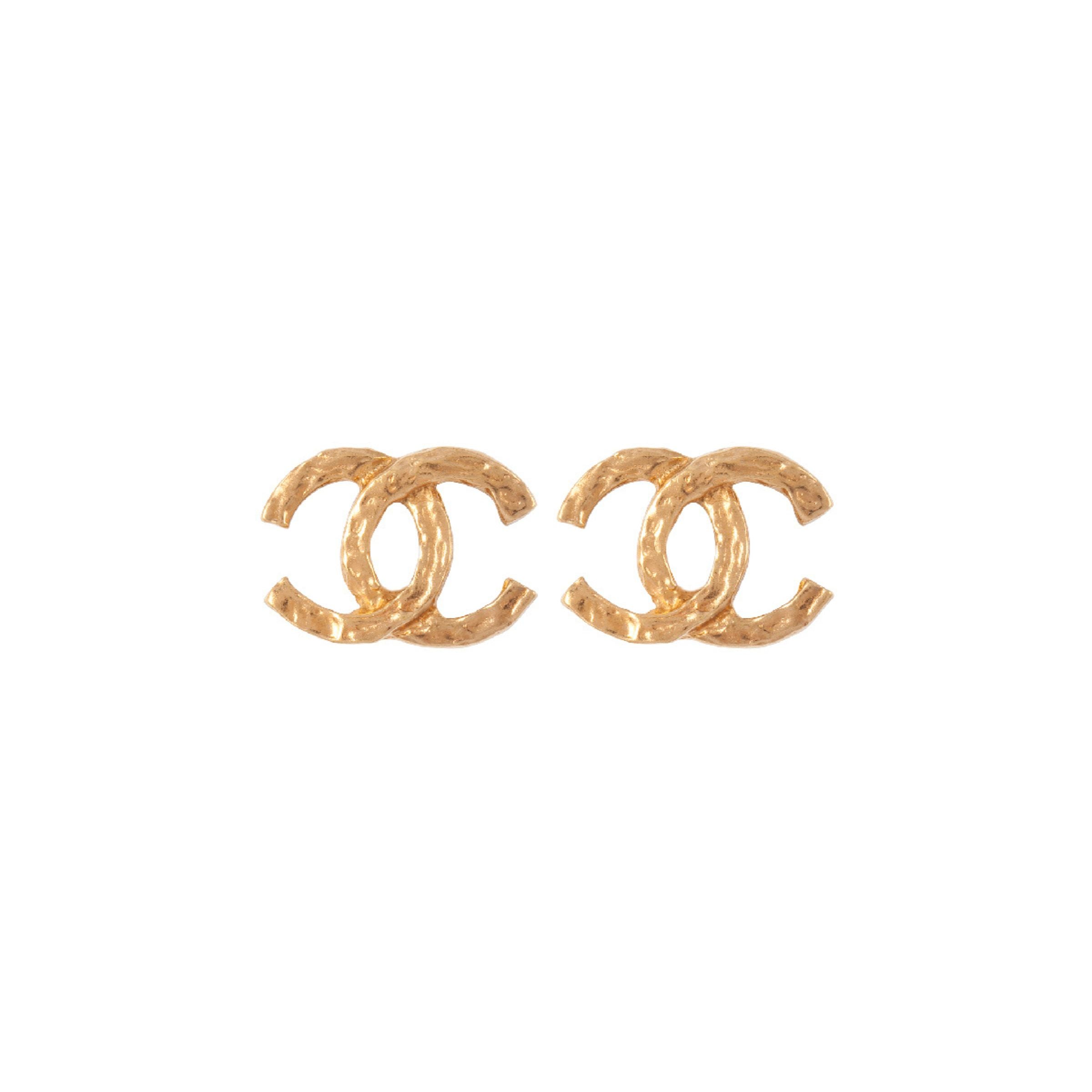 1980s Vintage Chanel Logo Clip-On Earrings