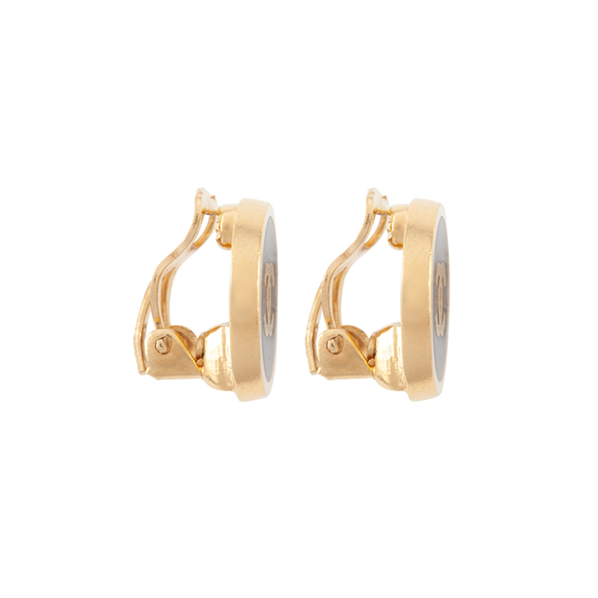 2001 Chanel Logo Black Clip-On Earrings