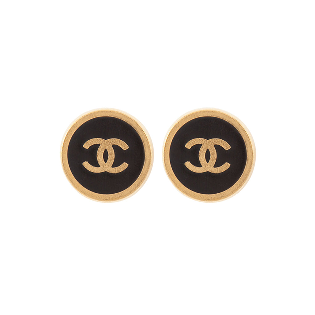Vintage Chanel Gold CC Red Gripoix Stud Earrings  Madison Avenue Couture