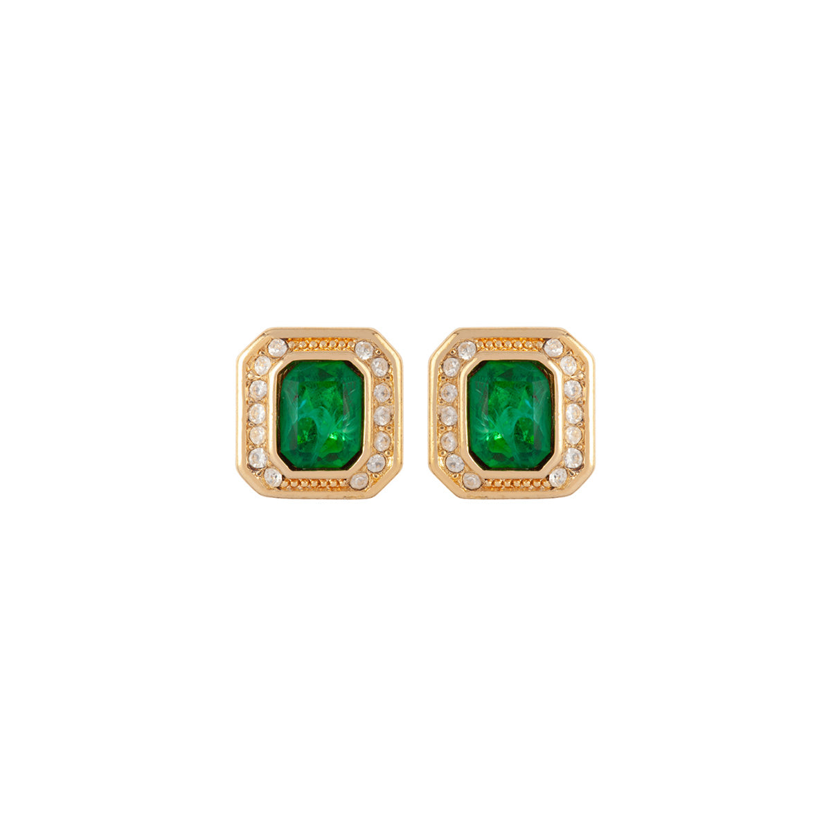 1980s Vintage Christian Dior Faux Emerald Earrings