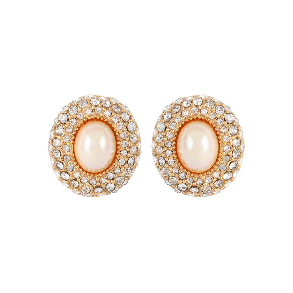 1980s Vintage Christian Dior Oval Clip-On Earrings