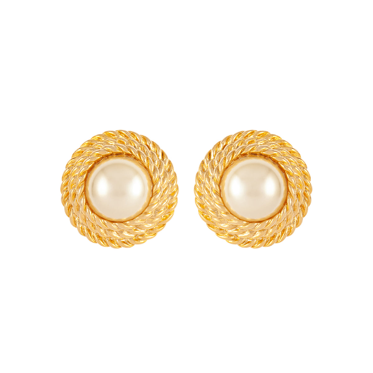 1990s Vintage Faux Pearl Clip-On Earrings