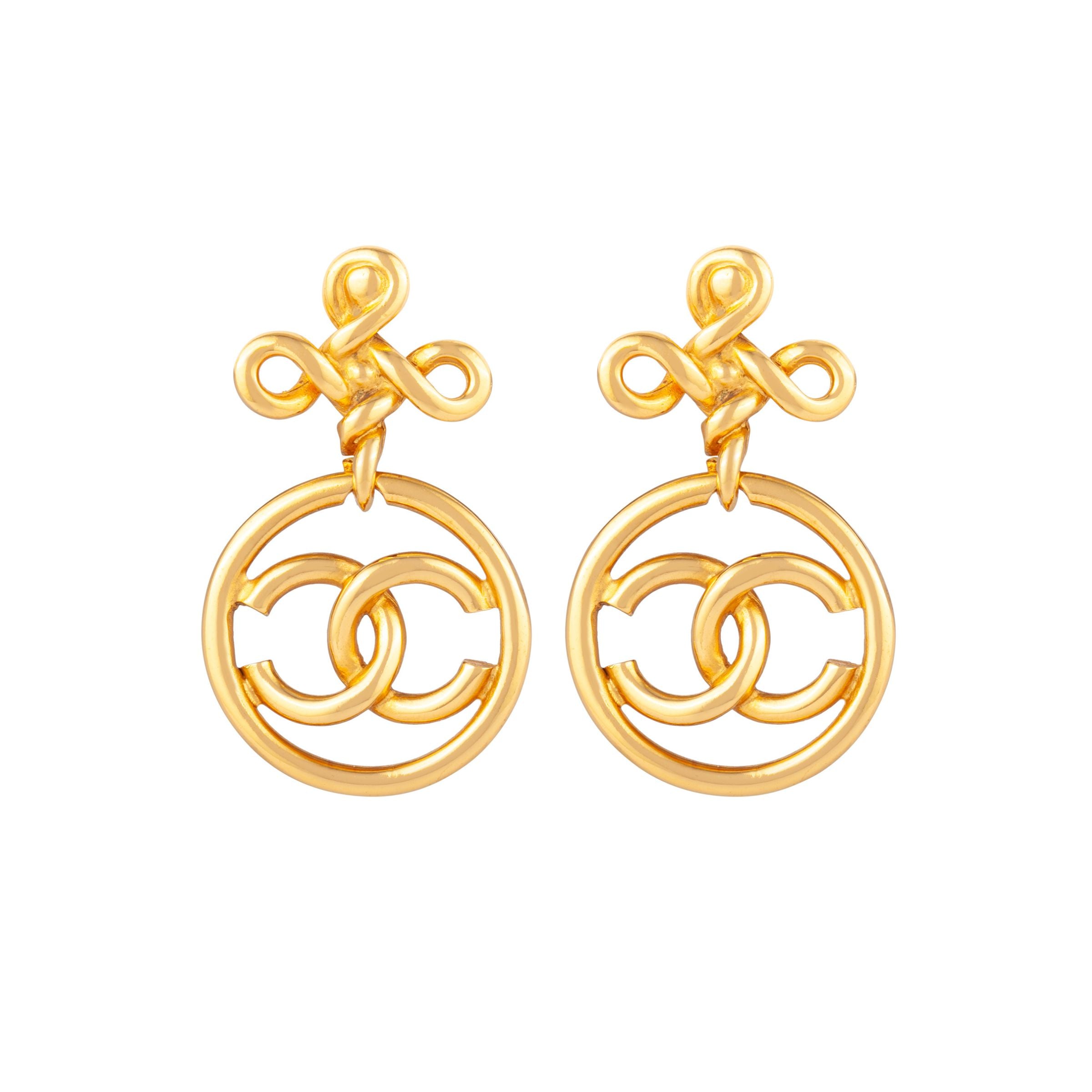 1980s Vintage Chanel Medallion Clip-On Earrings