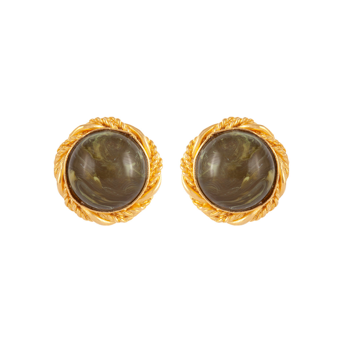 1980s Vintage Moss Green Clip-On Earrings
