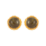 1980s Vintage Moss Green Clip-On Earrings