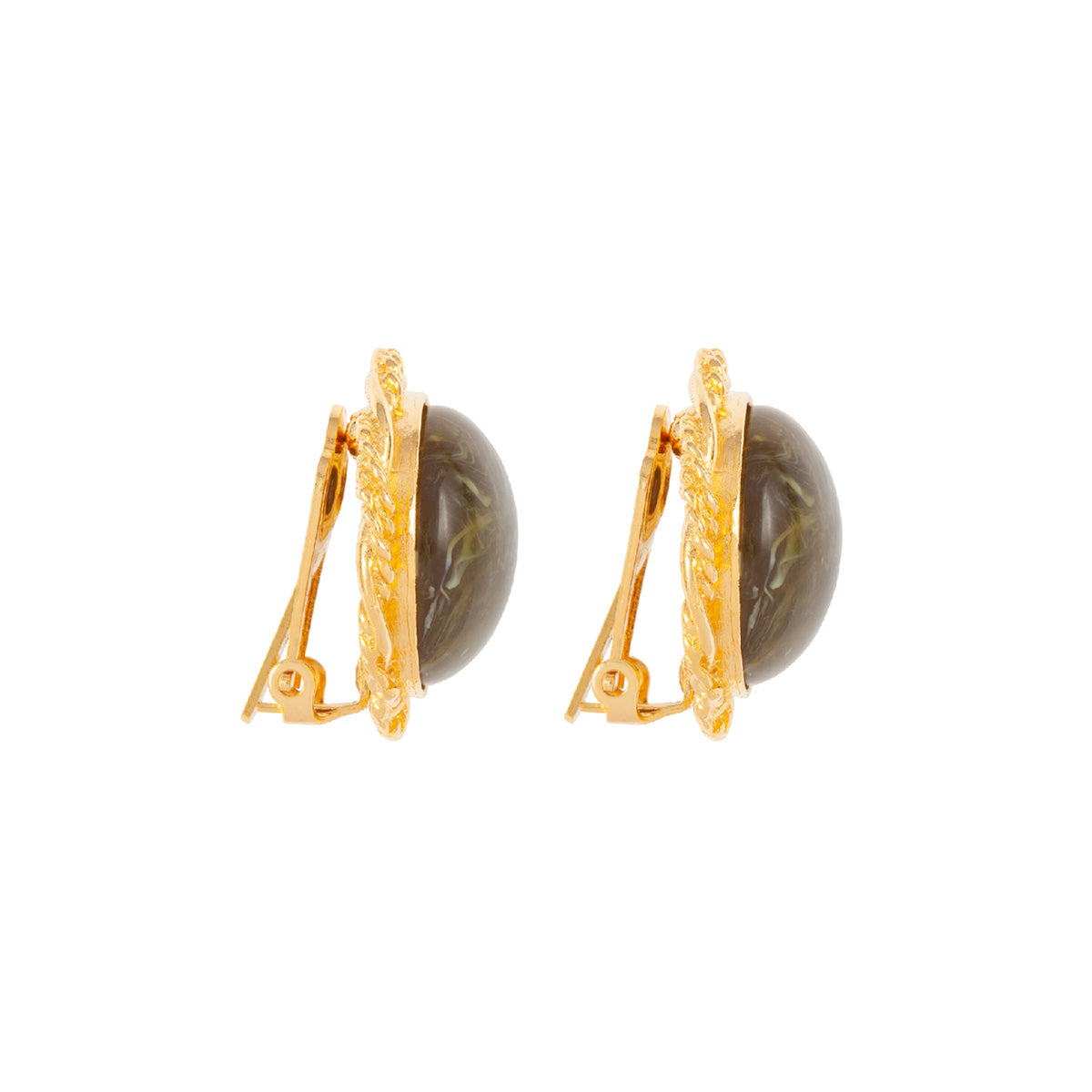 1980s Vintage Moss Green Clip-On Earrings