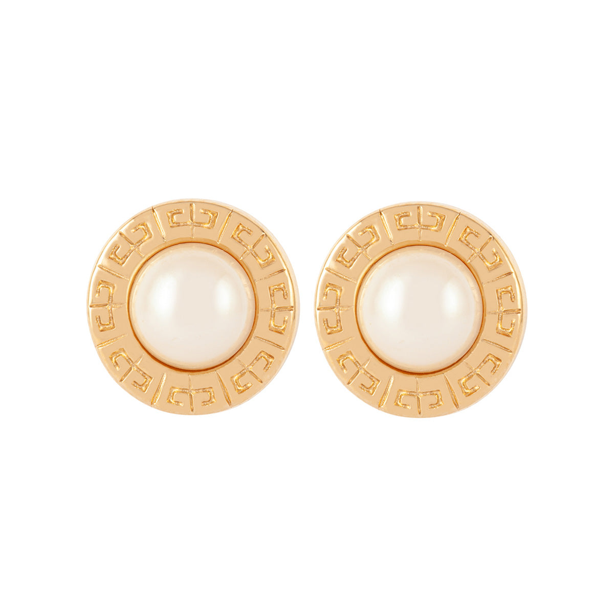 1980s Vintage Givenchy Pearl Sculpted Earrings