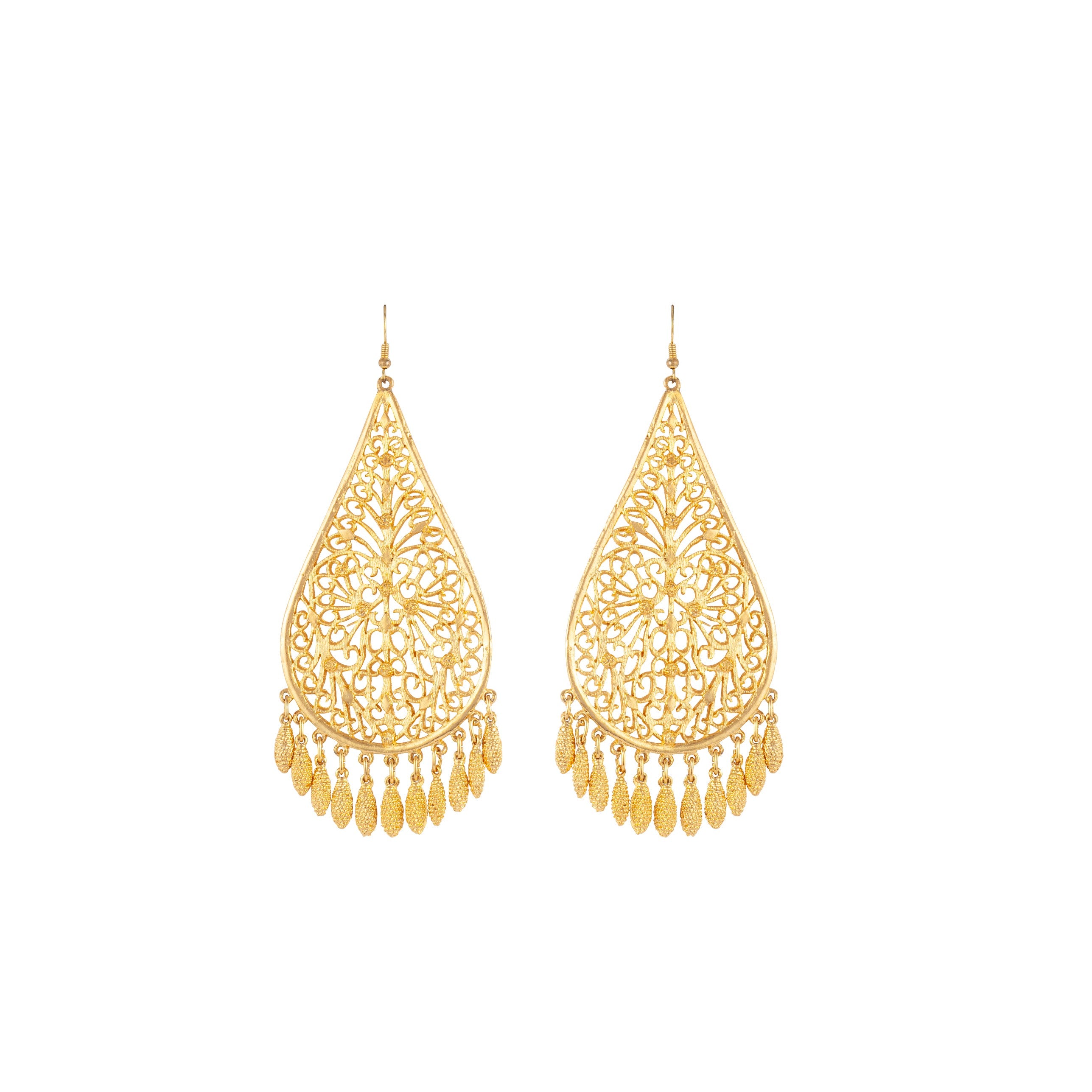 1980s Vintage Filigree Tassel Drop Earrings