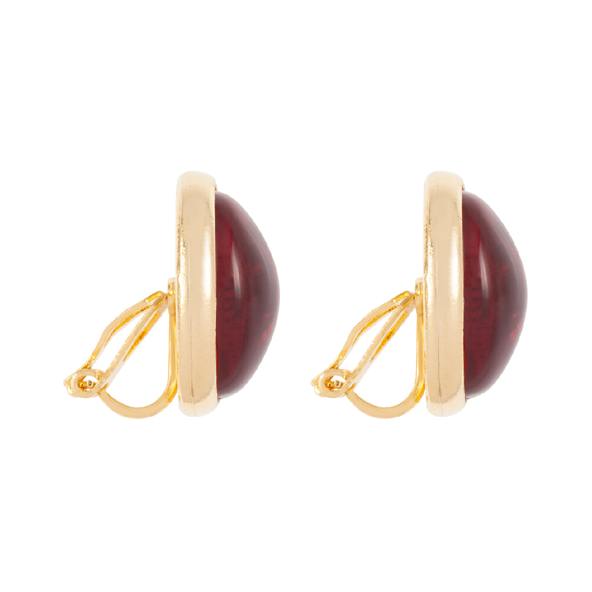1980s Vintage Ruby Oval Clip-on Earrings