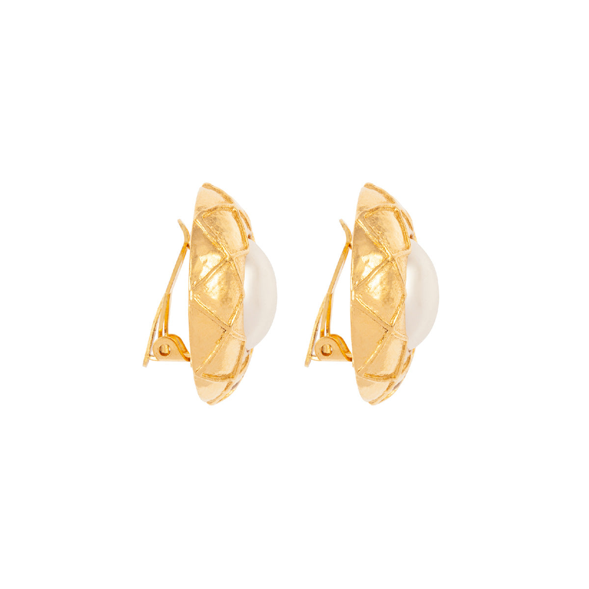 1980s Vintage Chanel Faux Pearl Clip-On Earrings