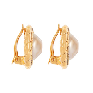 1980s Vintage Chanel Faux Pearl Clip-On Earrings