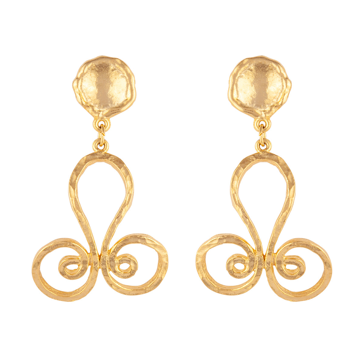 1990s Vintage Stylised Swirl Drop Earrings