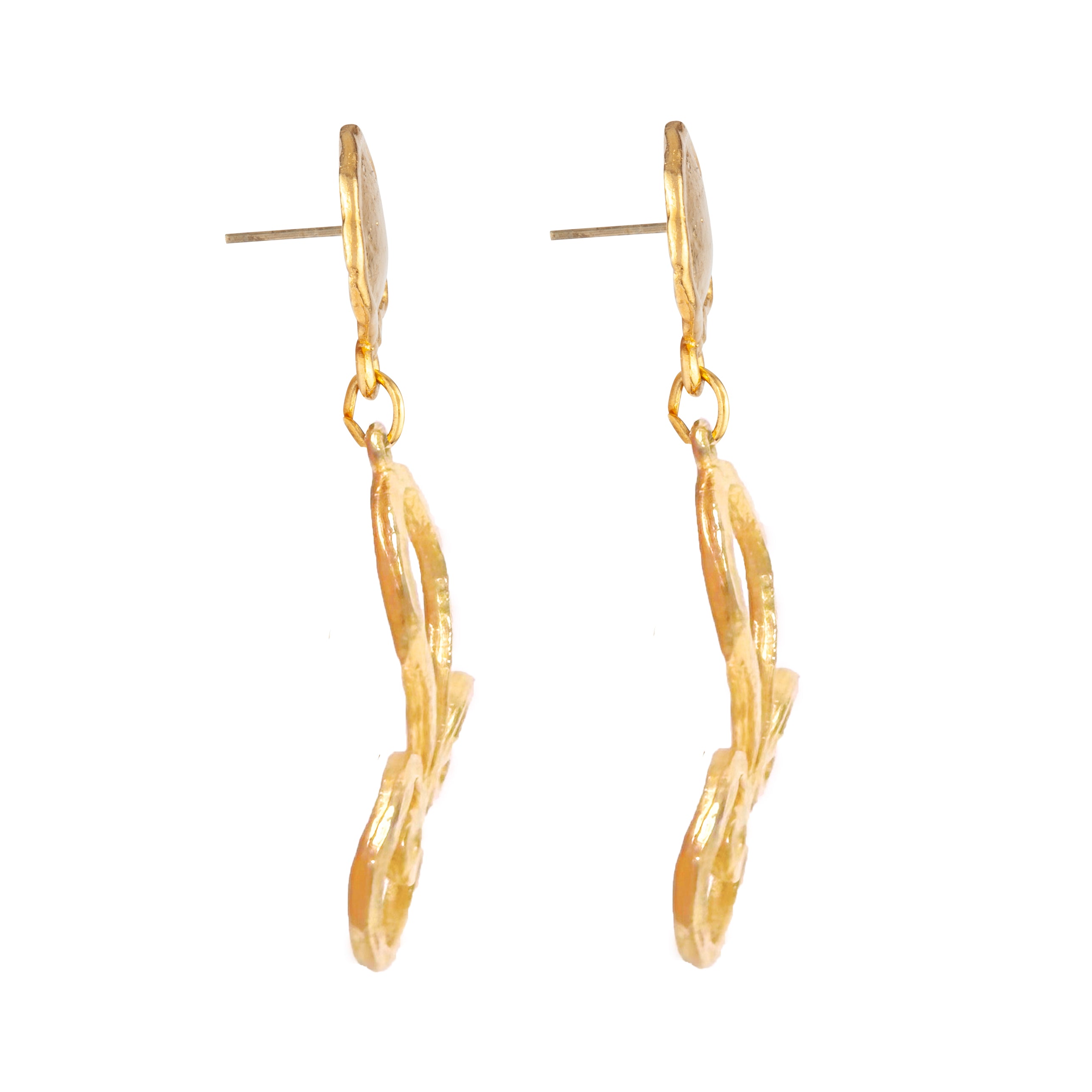1990s Vintage Stylised Swirl Drop Earrings