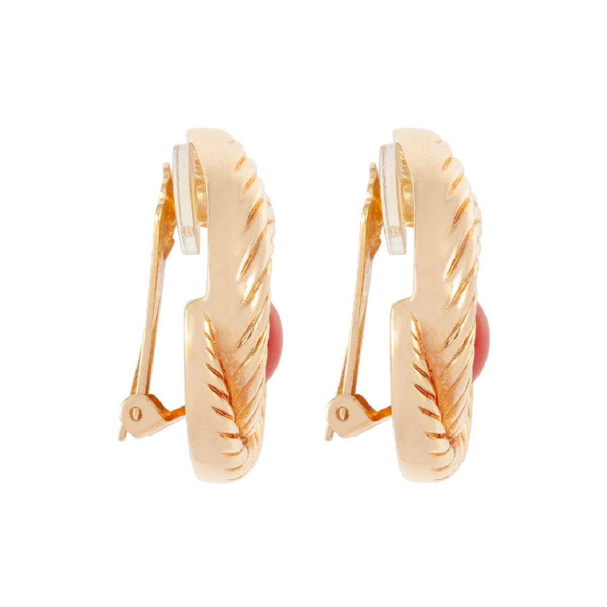 1980s Vintage Christian Dior Faux Coral Clip-On Earrings