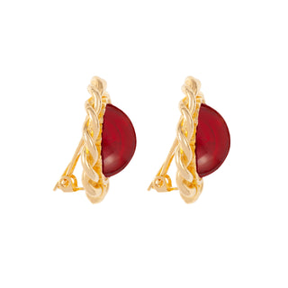 1990s Vintage Red Marbled Clip-On Earrings