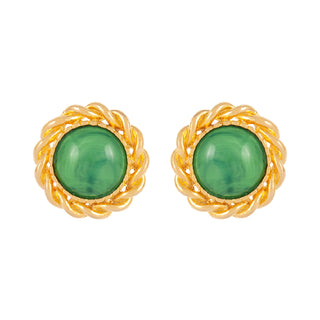 1990s Vintage Green Marbled Clip-On Earrings
