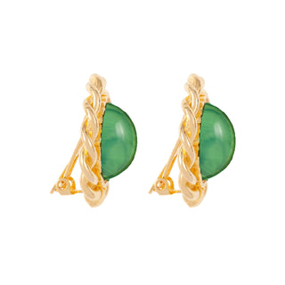 1990s Vintage Green Marbled Clip-On Earrings