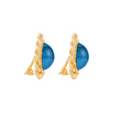 1990s Vintage Blue Marbled Clip-On Earrings