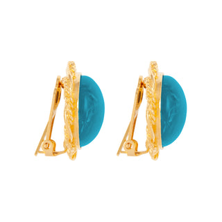 1980s Vintage Turquoise Clip-On Earrings