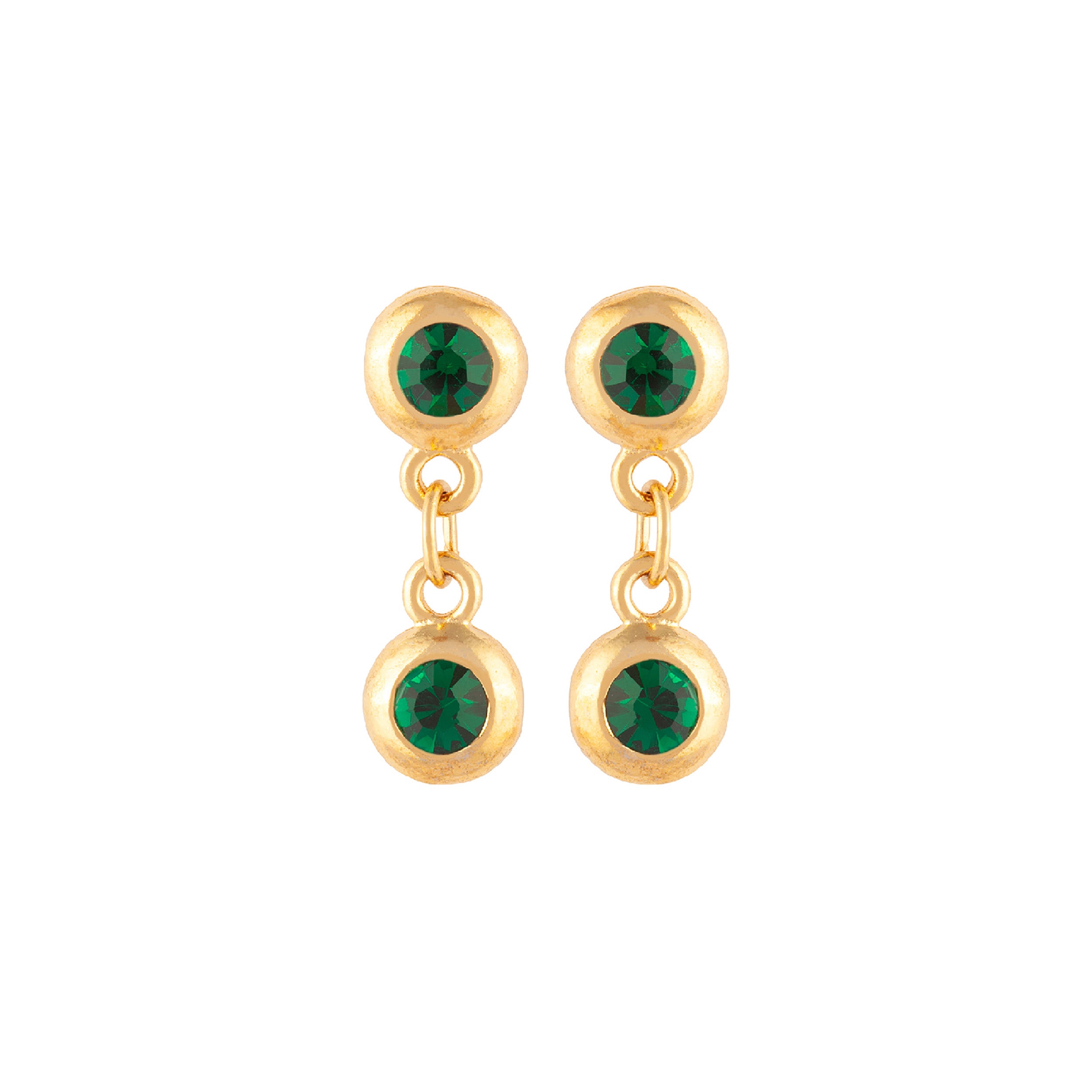 1990s Vintage Emerald Green Drop Earrings