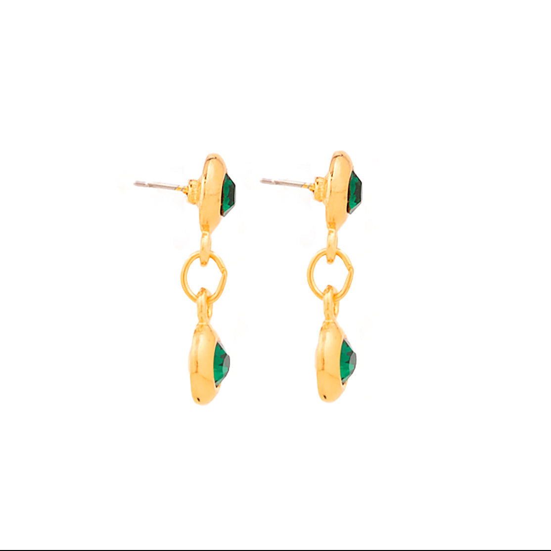 1990s Vintage Emerald Green Drop Earrings