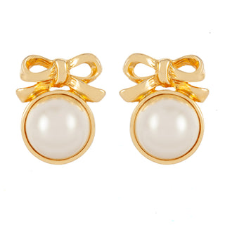 1980s Vintage Faux Pearl Bow Earrings As Seen In The Crown