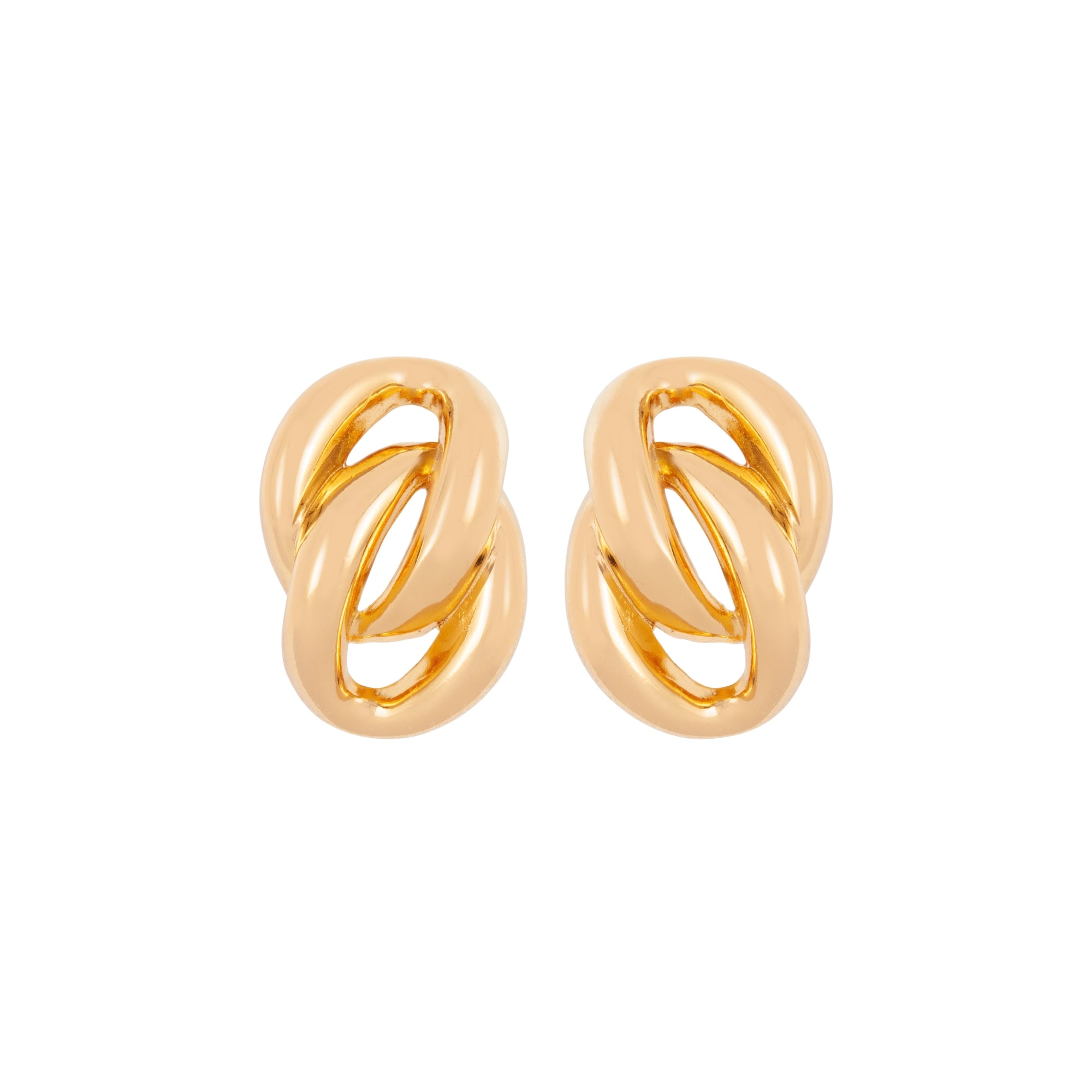 1980s Vintage Christian Dior Interlinking Oval Clip-on Earrings