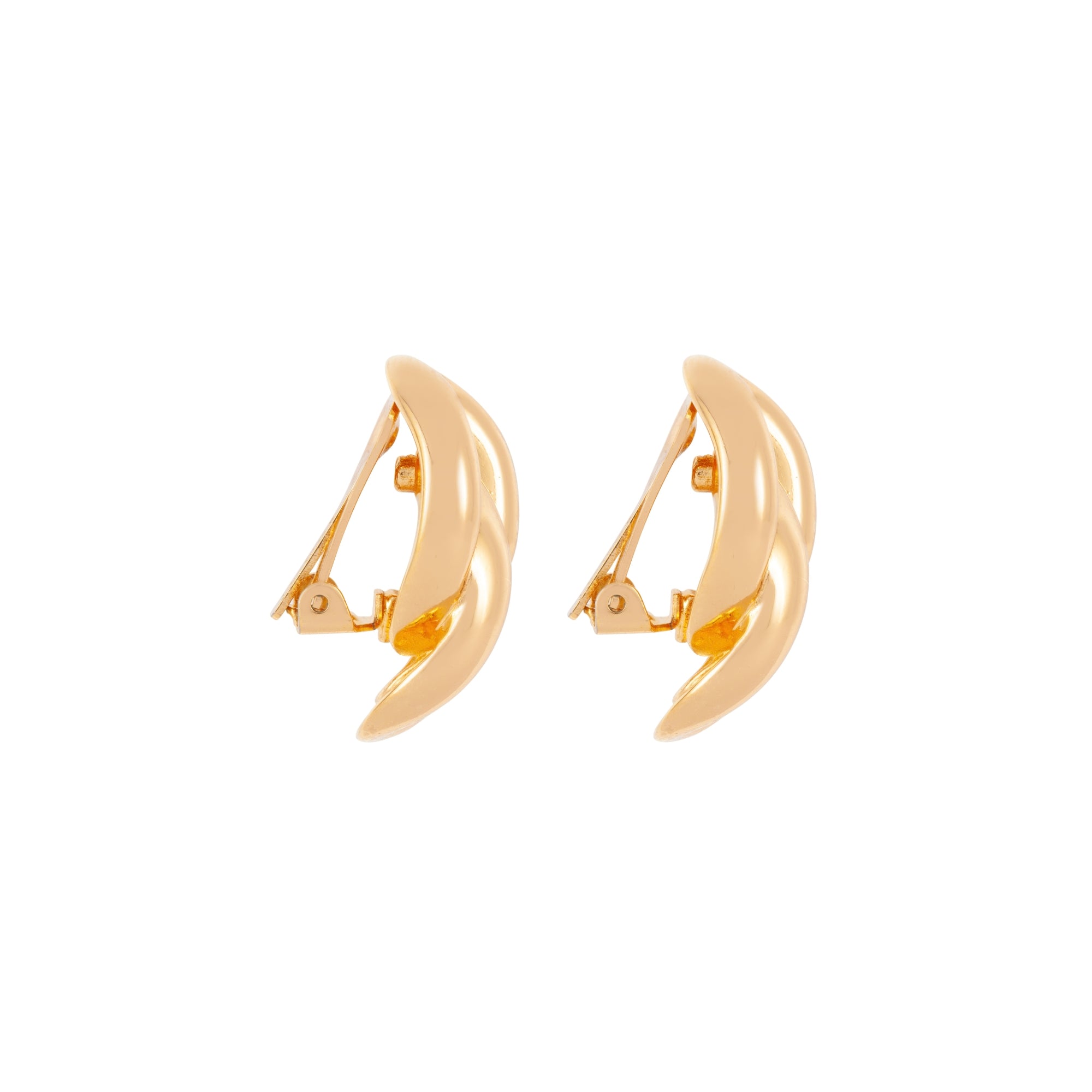 1980s Vintage Christian Dior Interlinking Oval Clip-on Earrings