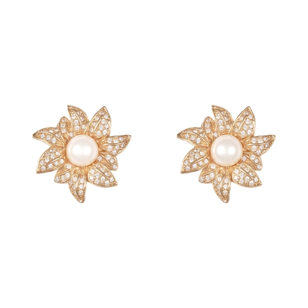 1980s Vintage Christian Dior Flower Clip-On Earrings